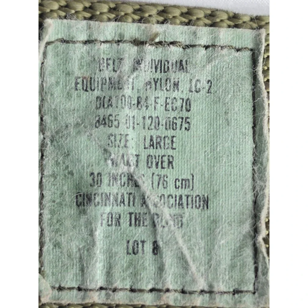 Lot of 2 U.S. Military Web Belts LC-2 ALICE & Vietnam Era Style OD Green Large